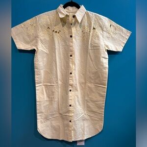 Handmade Shirt Dress Floral Cut Outs Cottagecore Collared